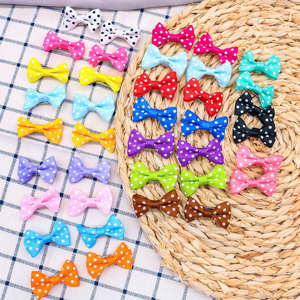30Pcs Dot Pet Grooming Hair Clips Dog Cat Bows Hairpin Pet Girls Barrette for Small Dogs Supplies Pet Hair Grooming Accessories 5