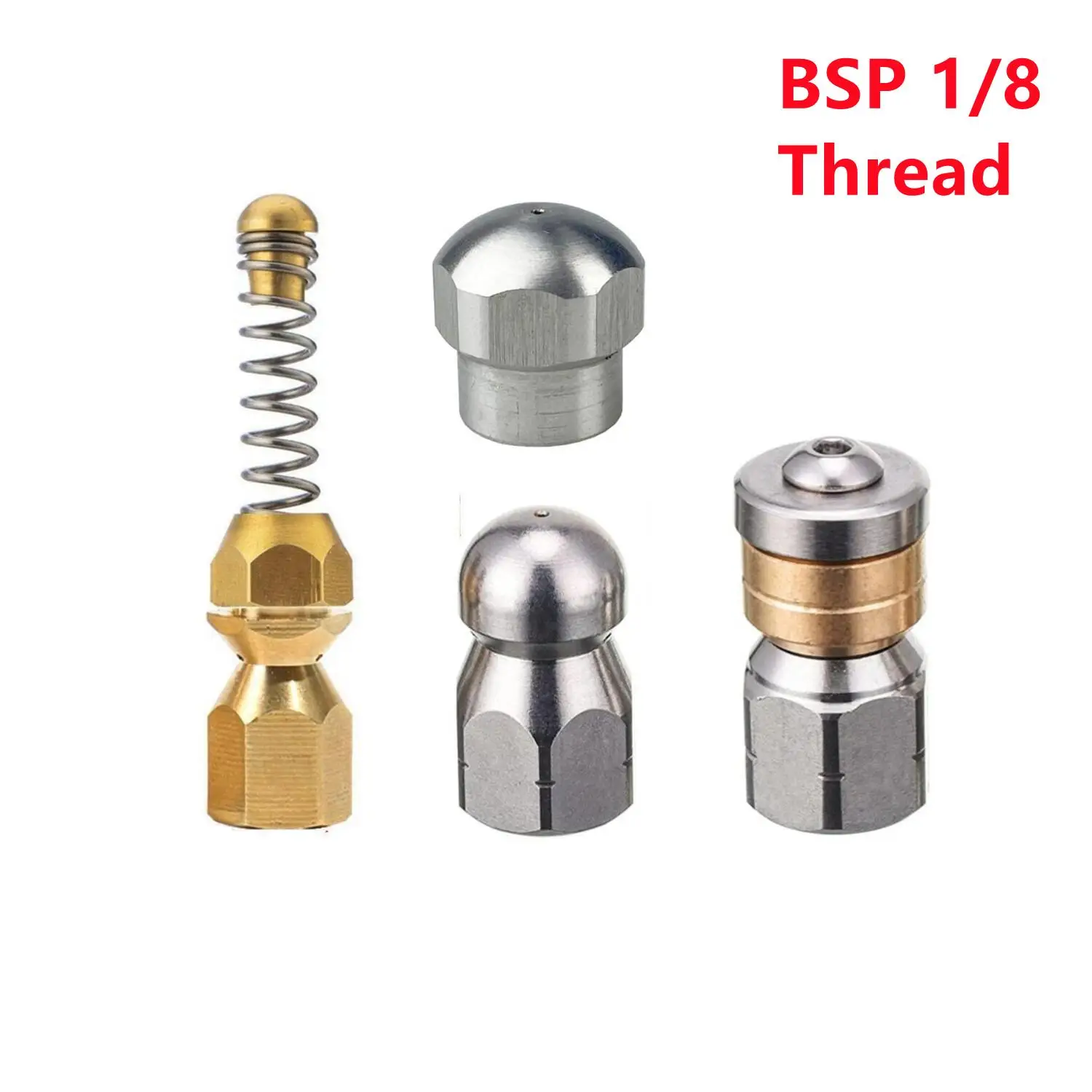 SPS 1/8 Inch Stainless Steel Female High Pressure Hose Pipe Cleaning Rotary Sewer Jetter Nozzle I.1423990849