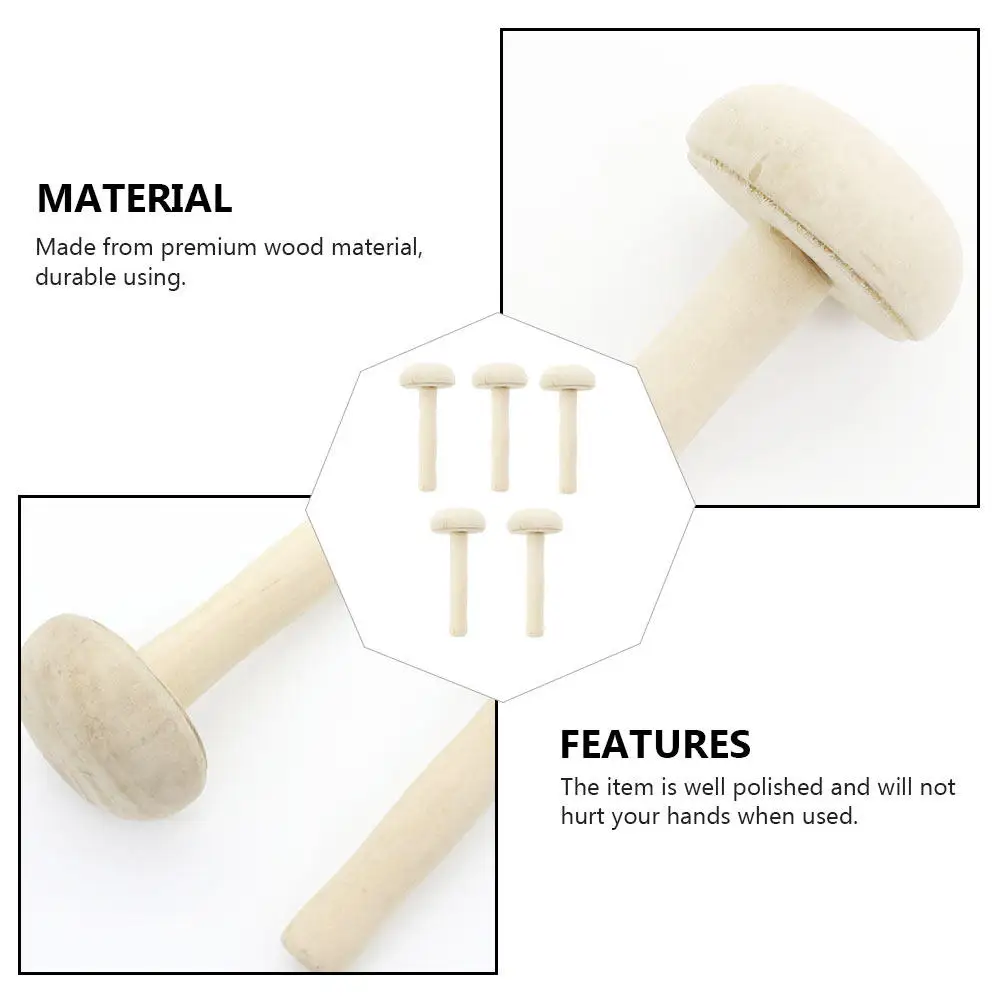 5pcs 나무 버섯 롤러 종이 인쇄 잉크 문지르기 도구 세트 아트 공예 인쇄 예술 Diy 용품 공예 도구