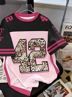 T-shirt d'été imprimé numérique 3D pour enfants, style sportif, haut patchwork à manches courtes, maillot de football Y2K, coupe ample 5