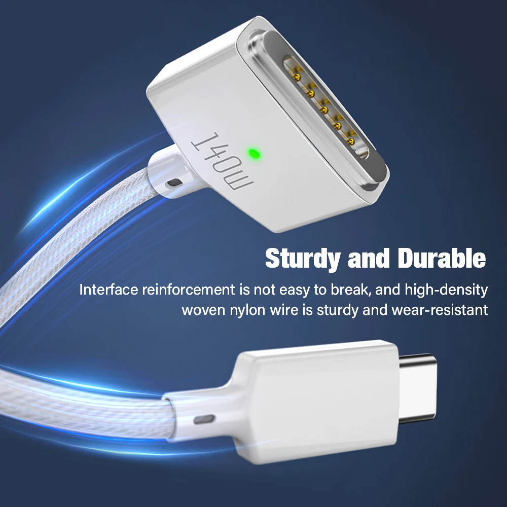 Fast-Charge Magnetic USB-C to MagSafe 3 Cable, 2M, 140W Power Delivery
