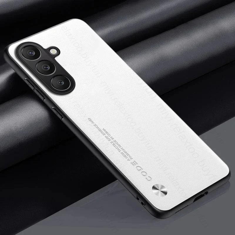 Premium Plain Leather Phone Cover with TPU Soft Edge - Shockproof Coque