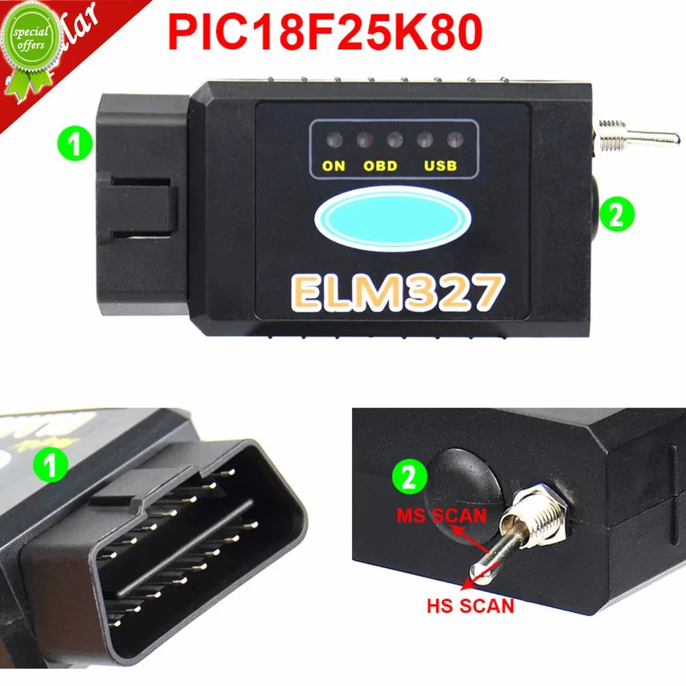2024 Il Più Nuovo Lettore Di Codici Chip Elm327 Usb Ftdi Muslimage Ftdi Per Fo-Rd Hs Can/Ms Può Forscan Elm 327 Bluetooth Obdii