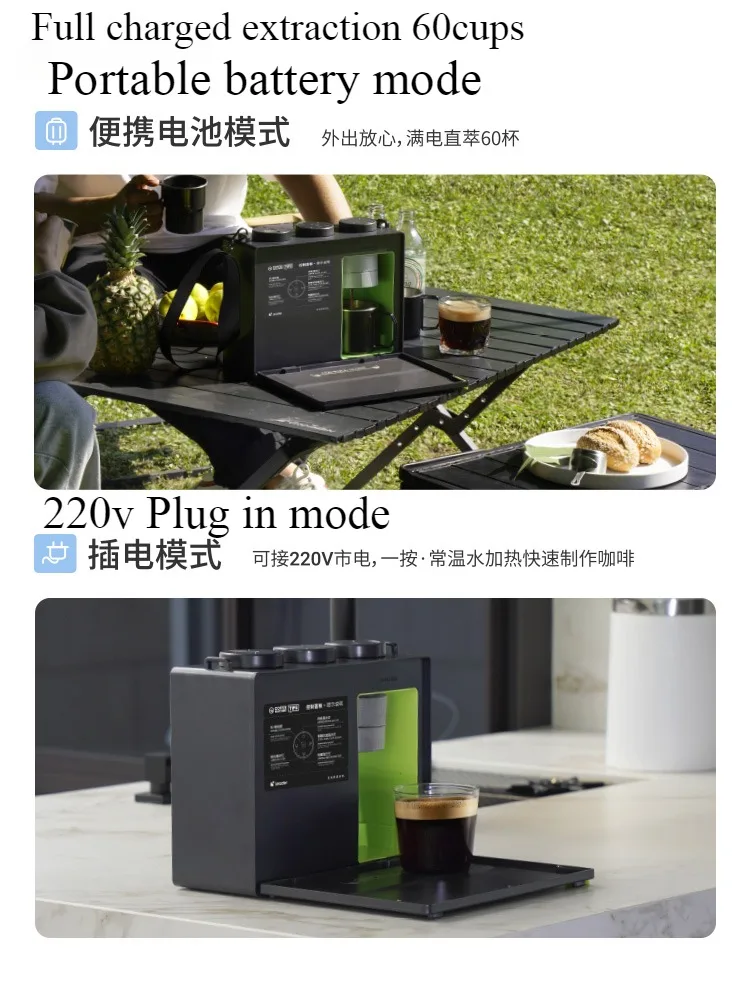 Outdoor Portable Travel Bag Style Italian Coffee Maker Machine 15Bar Cold Hot Extraction NTC Temperature Control 220v 400w