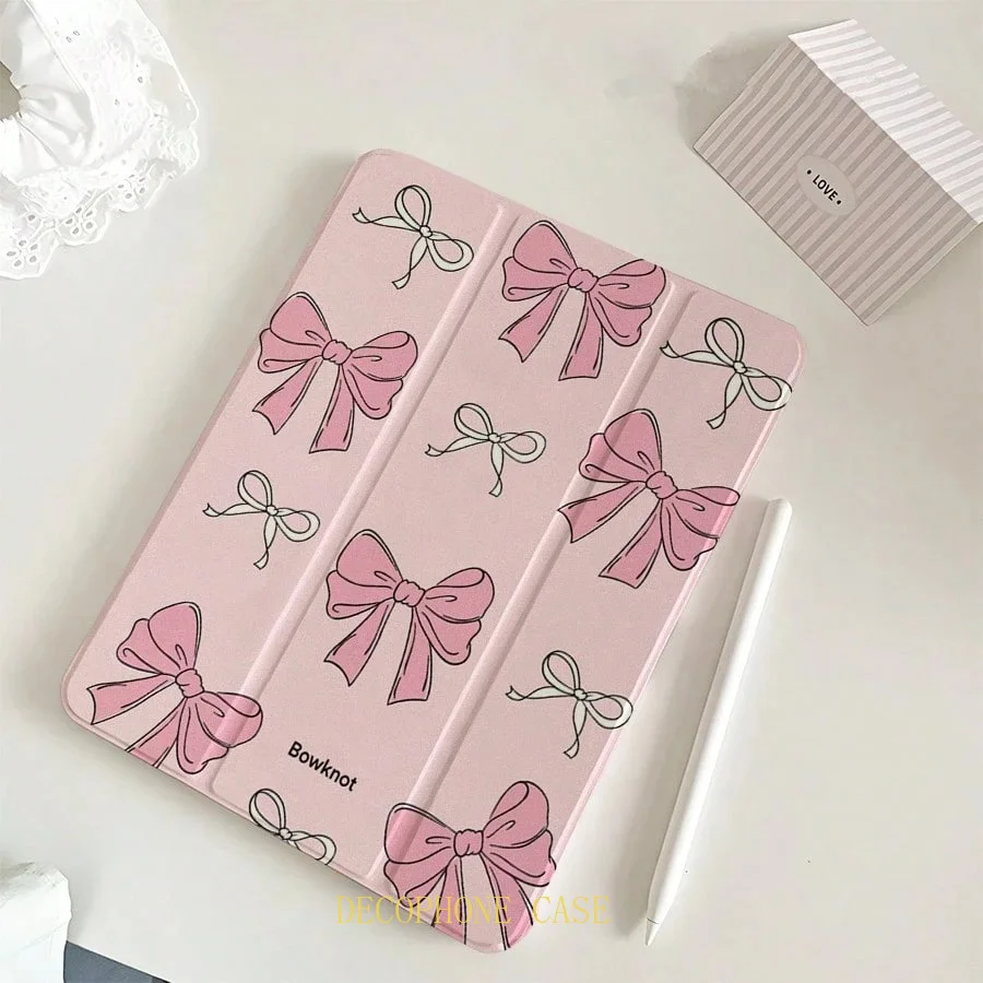 Pink Bowknot Tri-Fold Tablet Case