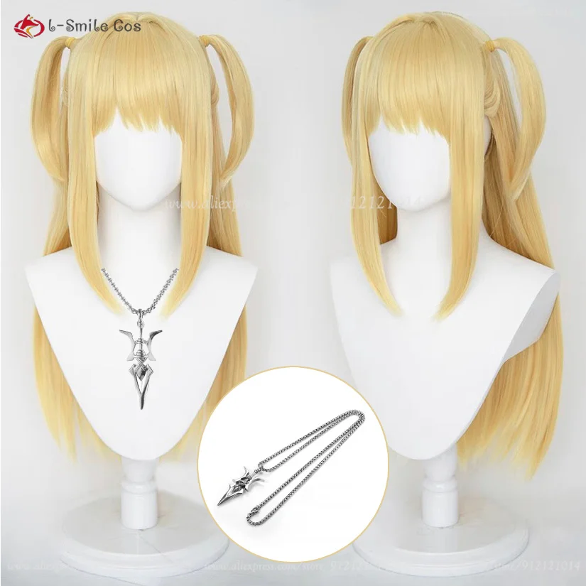 

Парик для косплея аниме Misa Amane, парик для косплея MisaMisa, длинные светлые парики с двойным хвостом, термостойкие искусственные волосы, Искусственные парики