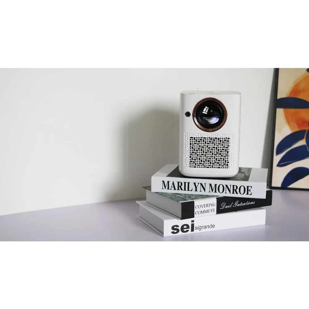 안드로이드 9.0 스마트 미니 비디오 레이저 프로젝터(LED 조명, 4K 3D 해상도, 내장 스피커 포함), 야외 사용에 적합