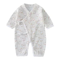 Vêtements pour bébé, combinaison pour nouveau-né, barboteuse en mousseline de coton à manches longues pour filles et garçons de 0 à 24 mois 4