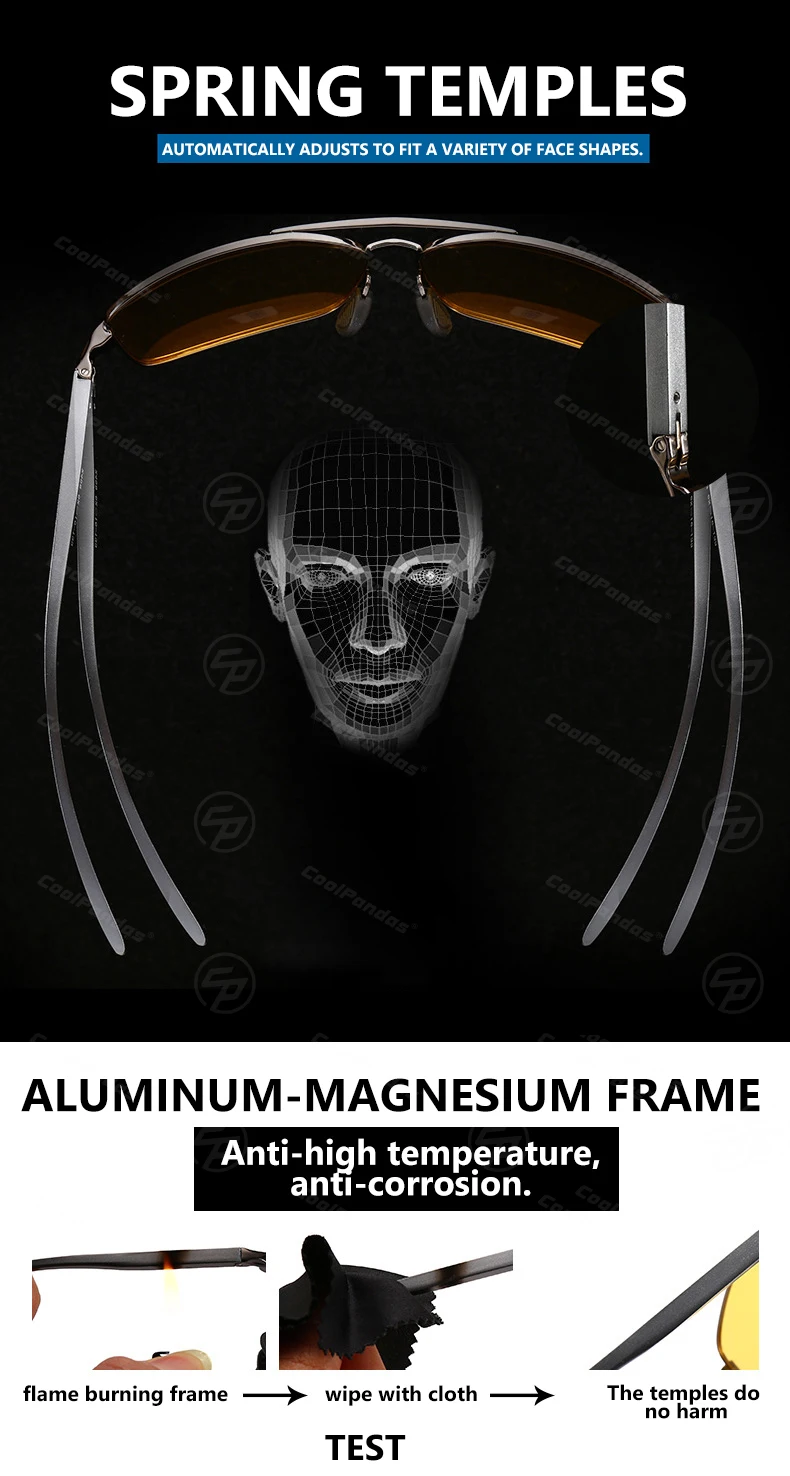 CoolPandas Männer Polarisierte Sonnenbrille Photochrome Gläser Für Fahren Anti-glare Brille zonnebril heren nachtsicht linsen – Detail 6