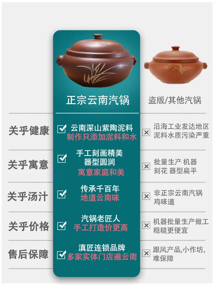 Steaming Cooker Set Chicken Steam Boilers Home Steamer Purple Pottery of Yunnan Air Pot Night Sweat Chicken Steam Purple Clay Soup Pot