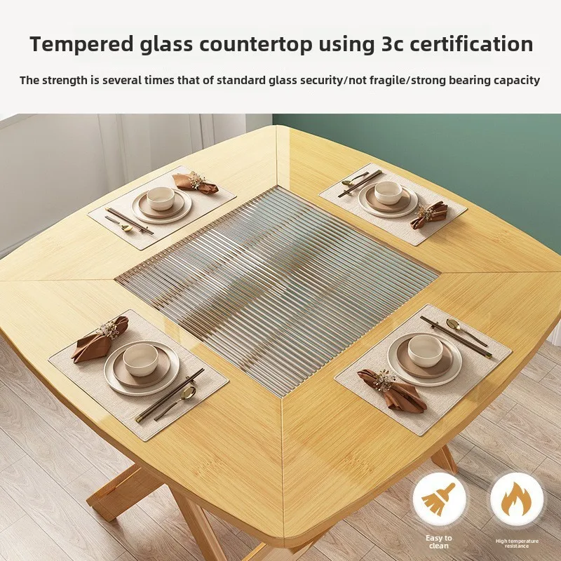 Dining table household small apartment modern simple portable square table folding combination eating living room ho