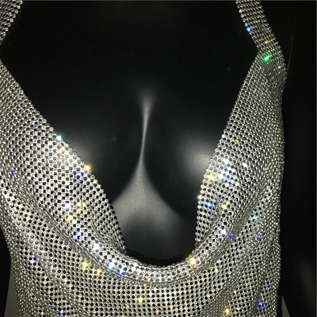 Diamante Crystal Rhinestone Backless Dress 32