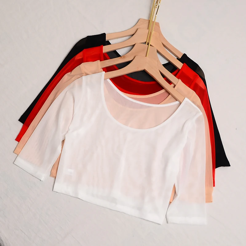 Slim Fit Me Base irt f Sve round Ne Lace Hollow out Design ort Length Pure Color Women's T-irt for Spring Summer