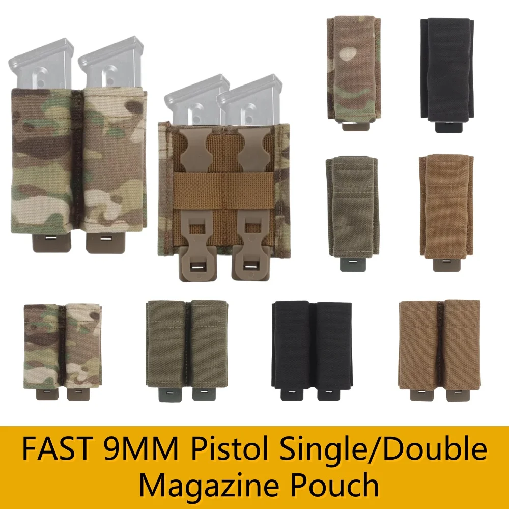 Pistol Magazine Bag FAST 9mm Single Magazine Bag Double Hunting Stand with Nylon Support Clip magazine pouch ammunition bag dump pouch double dump pouch
