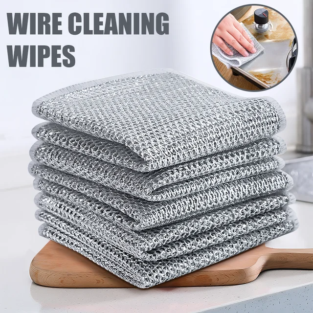 20cm Steel Wire Cleaning Cloth Non -stick Oil Iron Dishrag Kitchen Pan Pot  Dishes Cleaning Rag Household Cleaning Tools - AliExpress