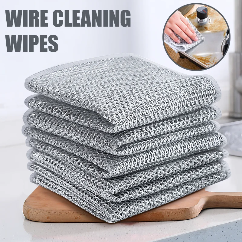 Multipurpose Wire Dishwashing Rags for Wet and Dry, Wire Dishwashing Rag  Dish Cloth Pot Cleaning Brush Kitchen Towel - AliExpress