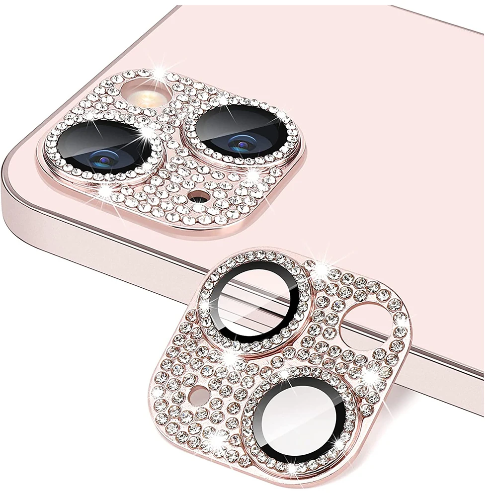 thumbnail image 2 of Funda protectora de lente de cámara con purpurina y diamante para iPhone 15 14 Plus 13 Pro Max 12 Mini 11, accesorio de protección para teléfono para mujer, 2 of 5