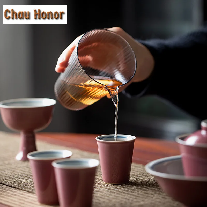 2pc/set 45ml Boutique Cowpea Red Ceramic Tea Cups Household Sample Small Tea Cup Retro Master Cups Porcelain Kung Fu Teaware Set