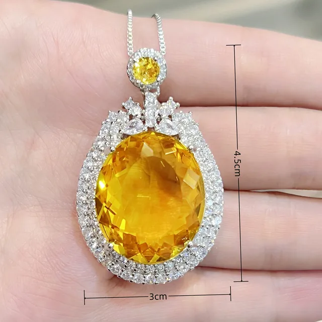 巨大195Ct BIG 天然Yellowブルーサイトペンダント