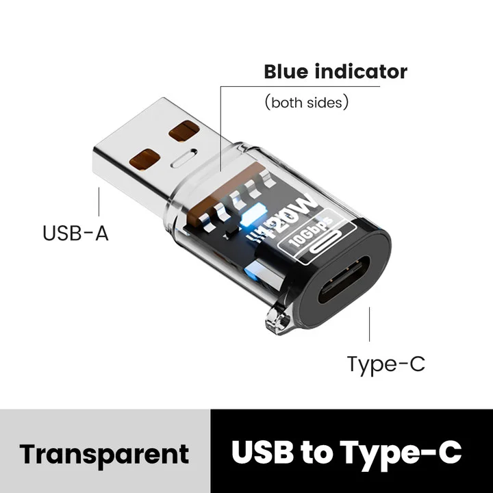 120W USB-C to USB-A OTG Adapter - Fast Charging USB 3.2 Type-C Female Adapter