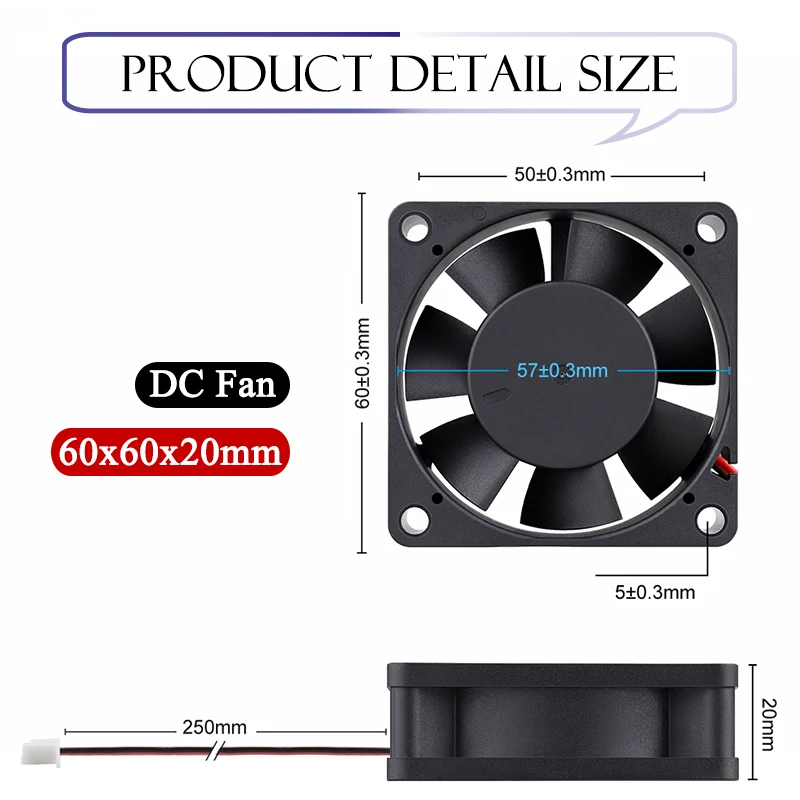 Gdstime 60 mm Ventilador Axial dc 12v 24v 60x60x20 mm Dupla Bola Refrigerador 6cm Computador Case Radiador 6020 Ventilador para Impressora 3d Refrigeração Peças - Imagem 3