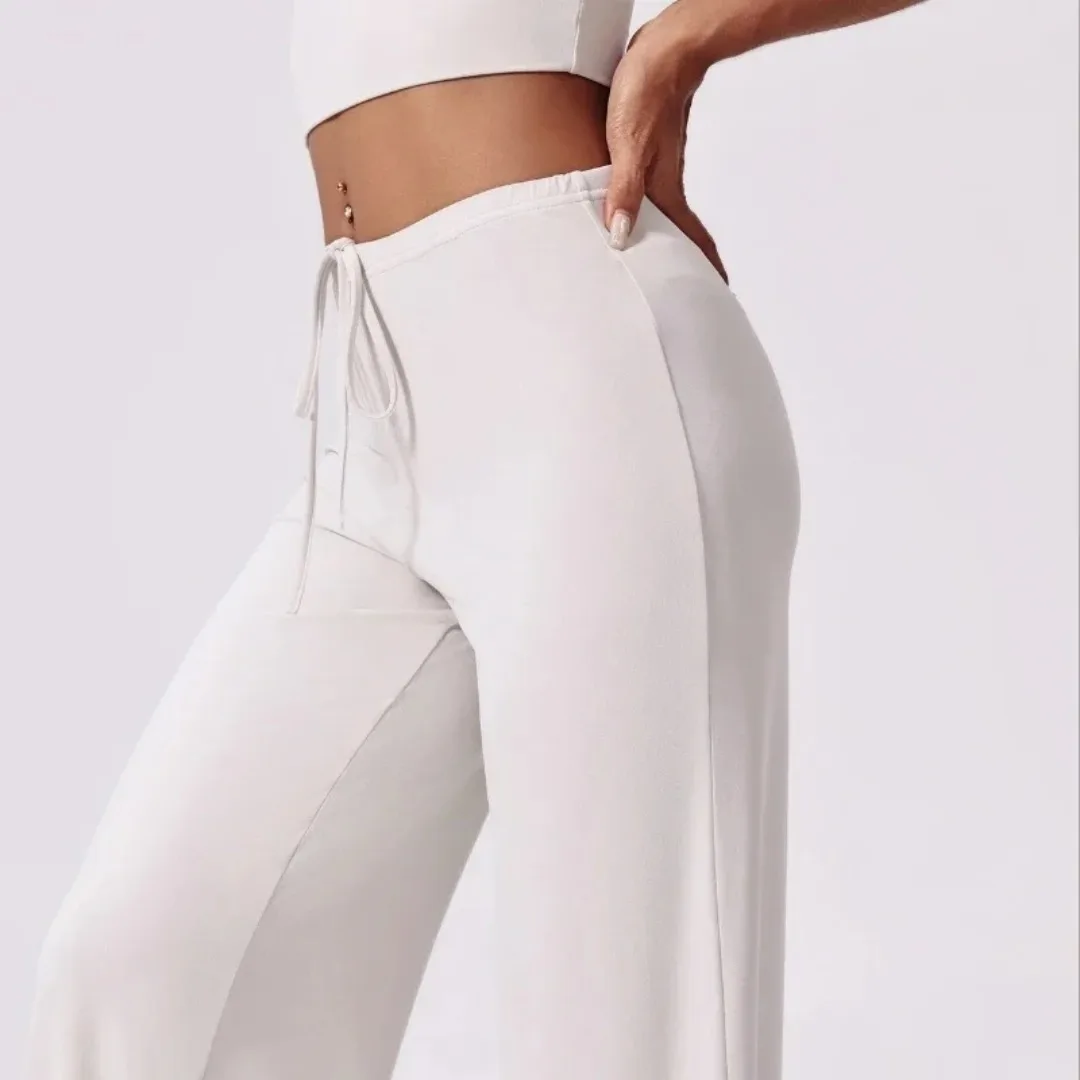 سراويل اليوغا الرياضية واللياقة البدنية رقيقة قابلة للتنفس واسعة الساق فضفاضة رياضية متوهجة في الهواء الطلق الجري بنطلون مستقيم الساق للنساء