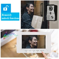 Sonnette vidéo filaire 7 pouces, moniteur intérieur IR-CUT caméra extérieure, interphone visuel, audio bidirectionnel, déverrouillage à distance, visiophone 4