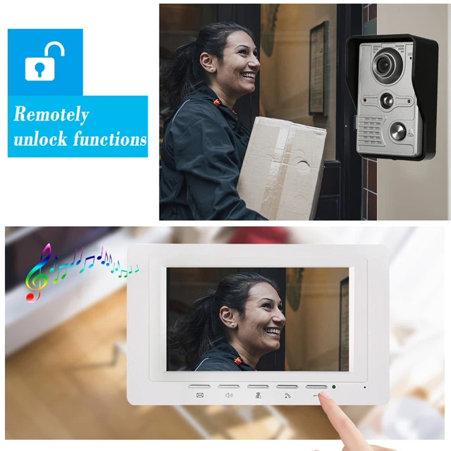 7 inch Wired Video Doorbell Indoor Monitor IR-CUT Outdoor Camera Visual Intercom Two-way Audio Remote Unlock Video Door Phone 4
