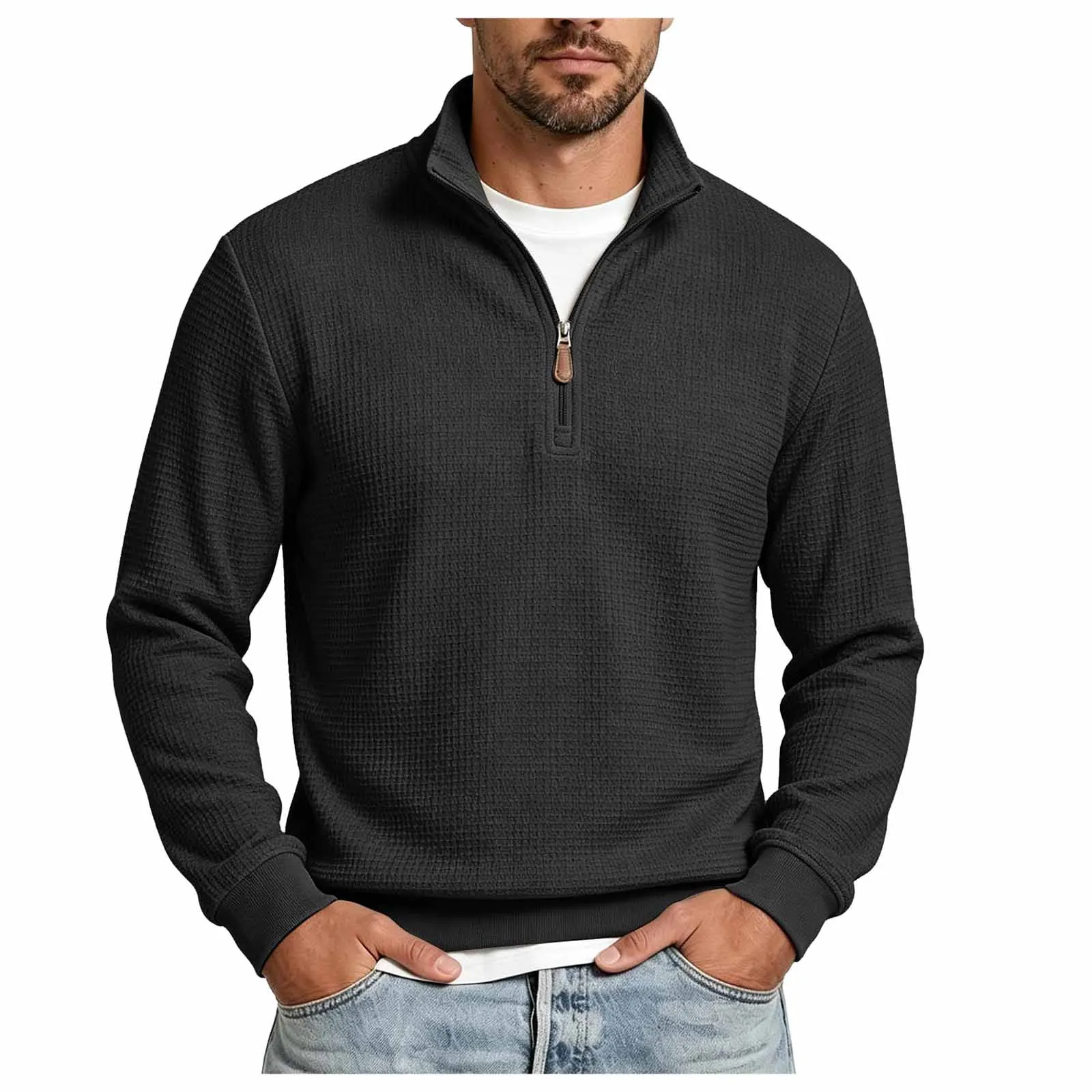 Men's Retro Crew Neck Loose Pullover Sweatshirt Casual Loose Classic Comfortable Top. Mens Sweatshirt with Pocket