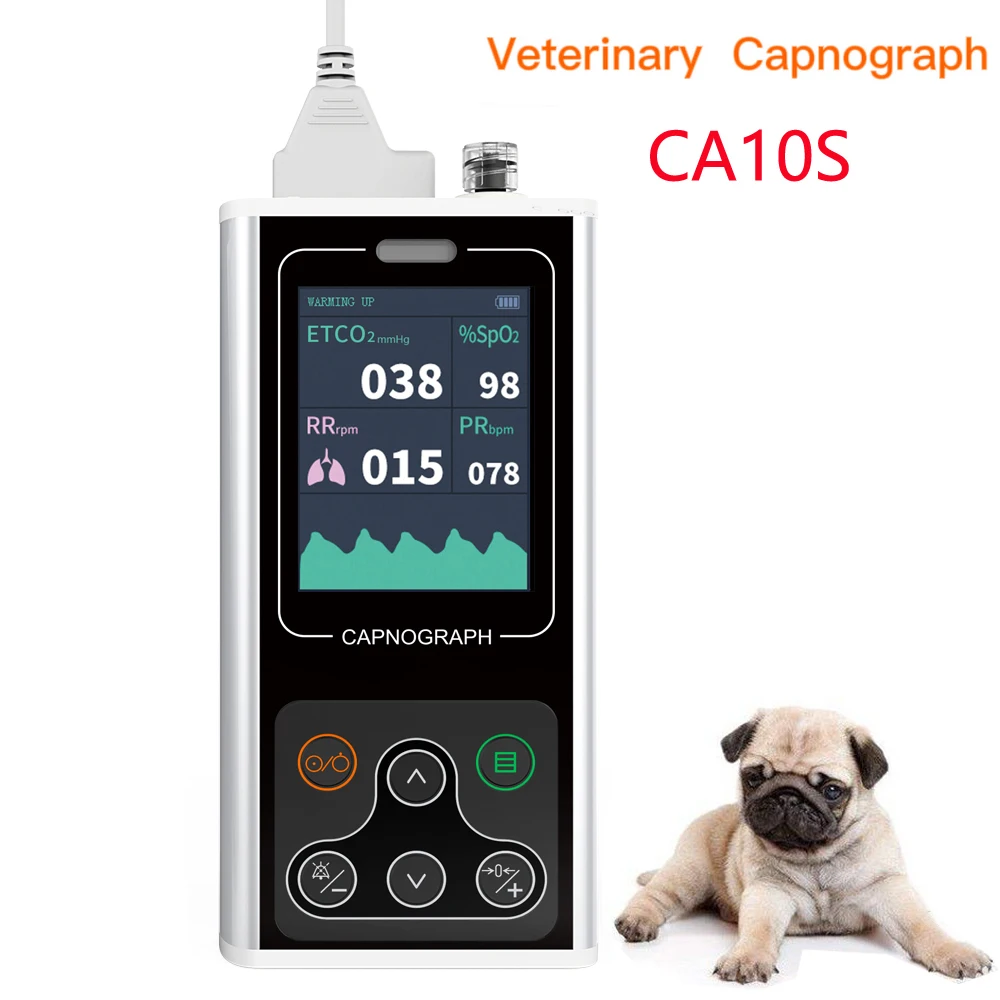 Compact Pet Capnograph Veterinary Etco2 Capnograph Monitor SPO2 PR RESP Monitor