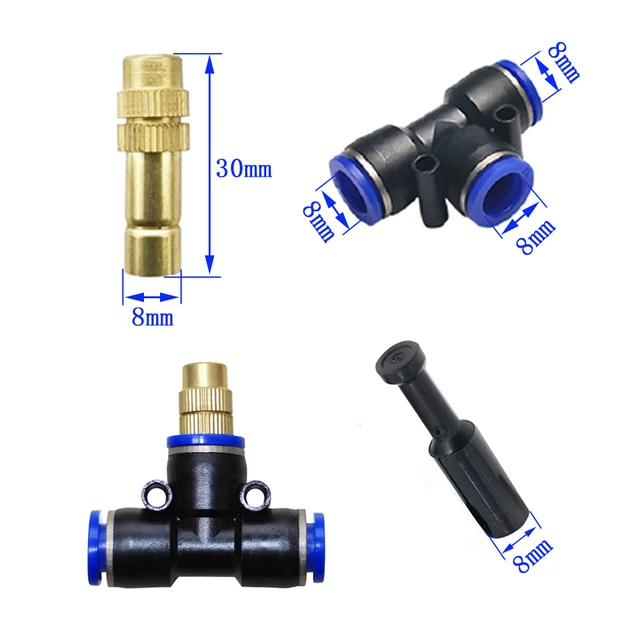 20/10/20 Beállítja Az Állítható Réz Utáni Fúvóka Univerzális Permetező Sprinkler 8 Mm -Es Póló -Csatlakozóval Öntözés Hűtéséhez - Image 4