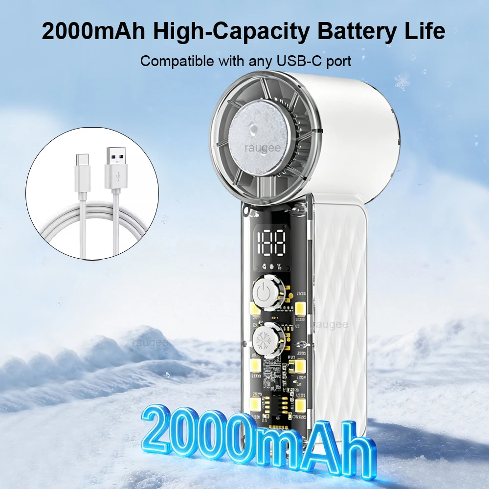 Mini Handheld Portable Refrigeration USB Rechargeable Personal Fans With LED Light 199 Speed For Outdoor Cooling Fan_voghion.com