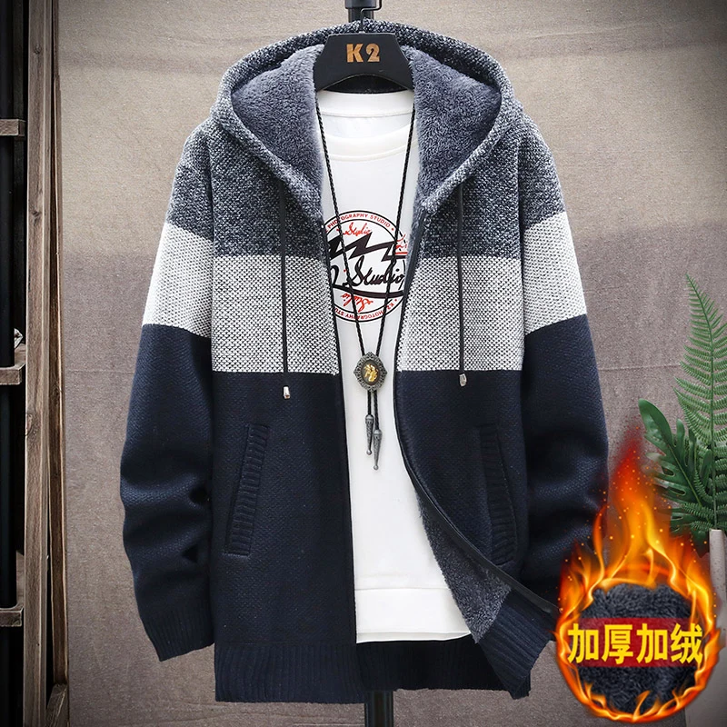 Knitted Cardigan Sweater Coat Fleece For Men Winter