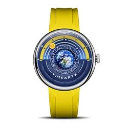 TIMEARTX Men's Luxury Sports Watch with Unique Earth Pointer Design and Silicone Strap (HH - TA - 5700 - R2)