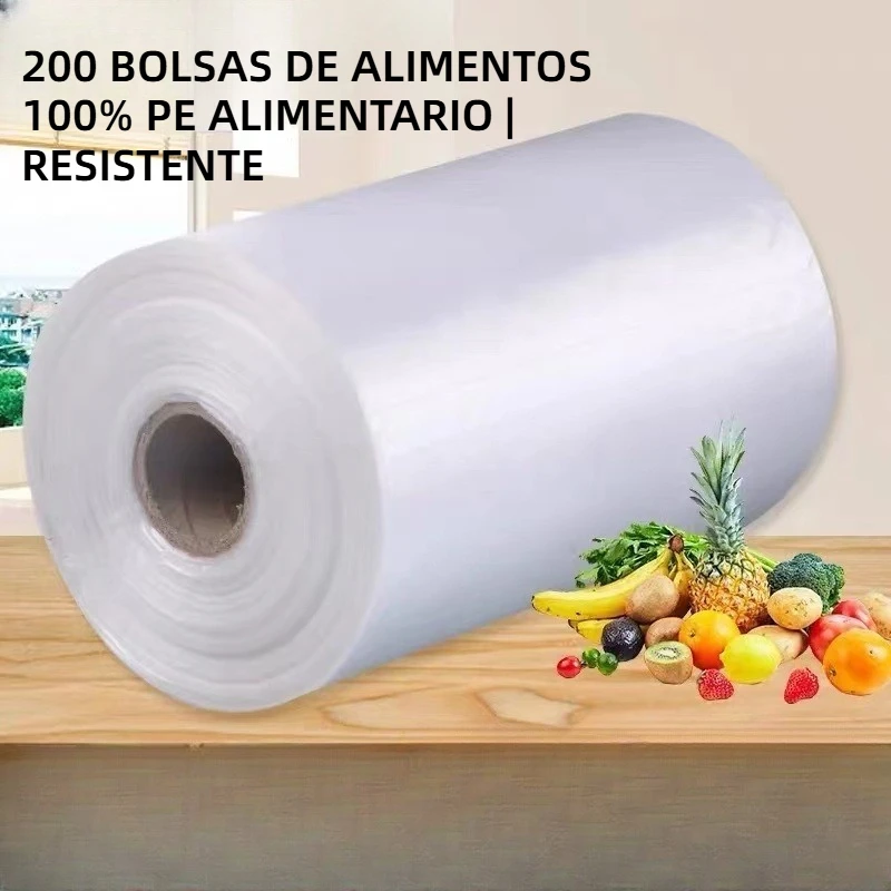 Pack of 200 Durable Transparent Food Storage Bags | Perfect for Fresh Produce and Kitchen Organization