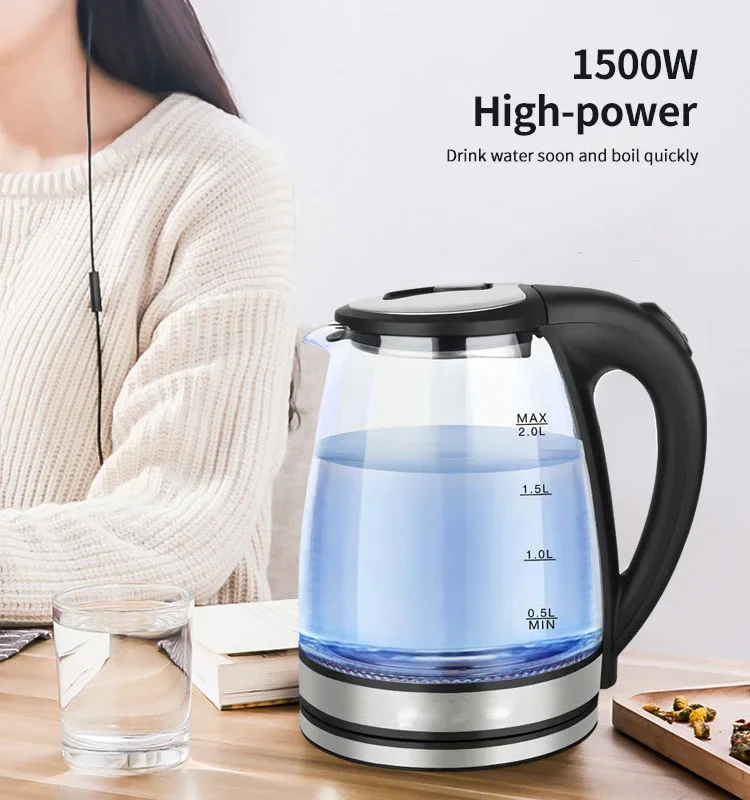 

Houselin 2-Liter Electric Glass and Steel Hot Tea Water Kettle