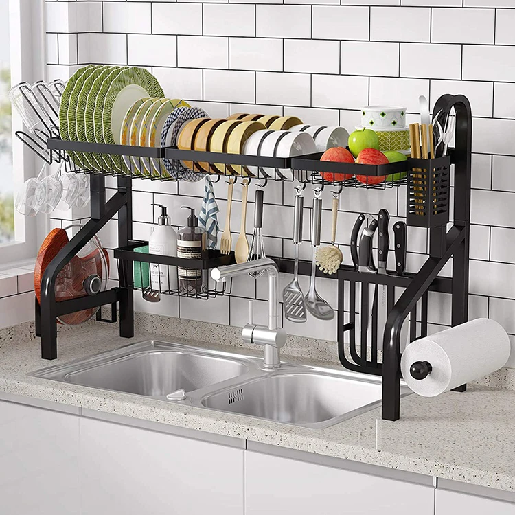 Stainless Steel 201 Over Sink Dish Rack Adjustable Dish Drainer Rack  Anti-Rust Sink Drainer Draining