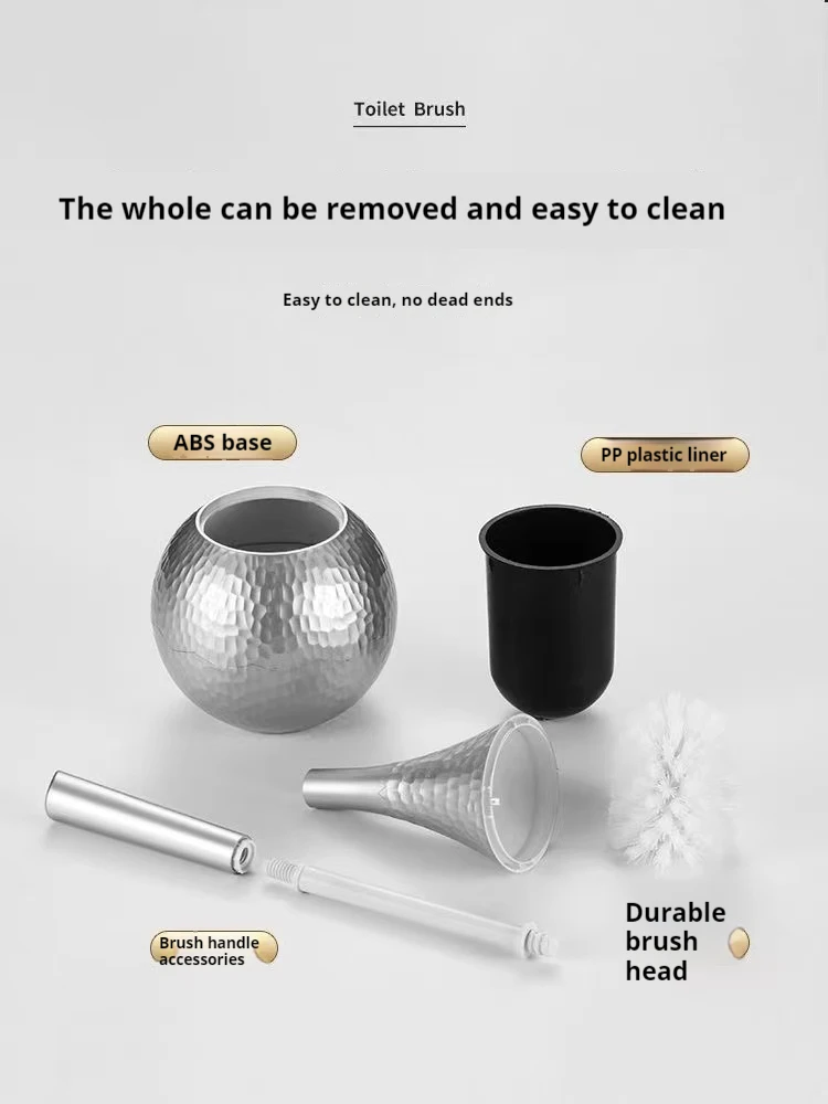 Toilet Brush Set Luxury Gold Replaceable Nylon Bristle Brush