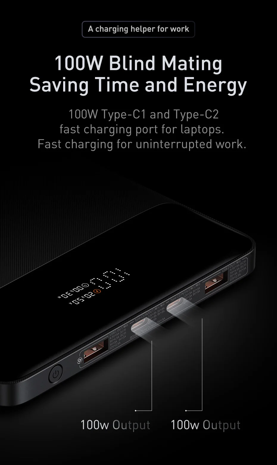 Baseus パワーバンク PD100W モバイルバッテリー Amazon.com: Baseus Laptop Power Bank, 100W Blade USB C