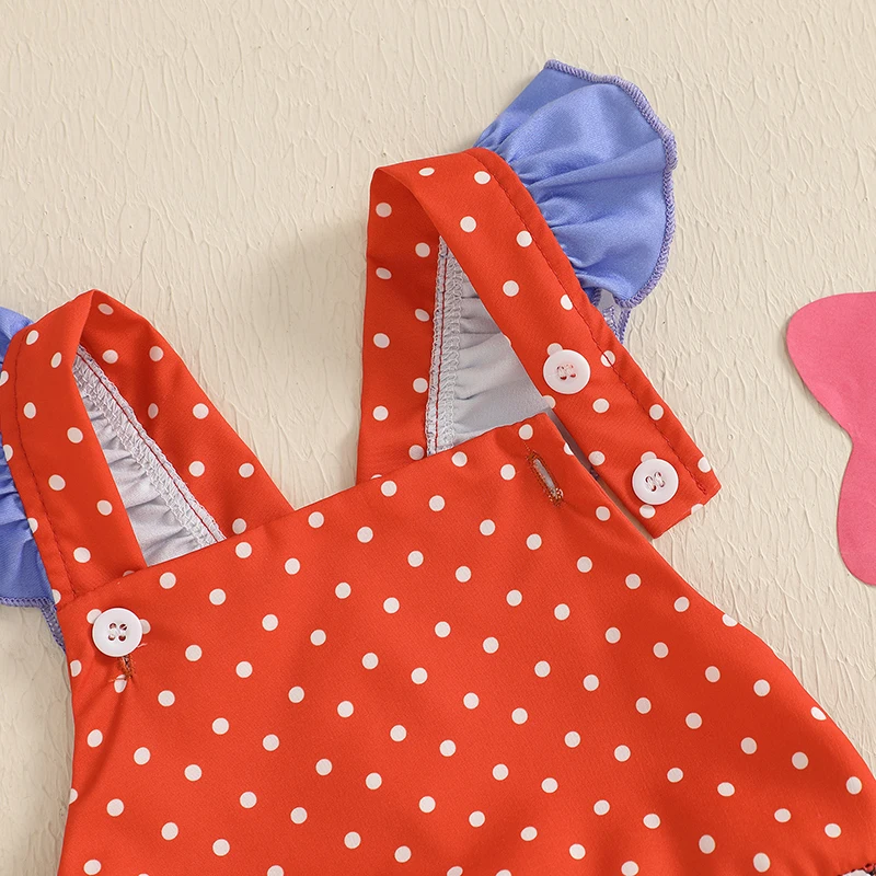 Toddler Girls Sleeveless Rompers American Flag Print Bowknot Jumpsuits Summer Independence Day Outfits Bow Bodysuits 4