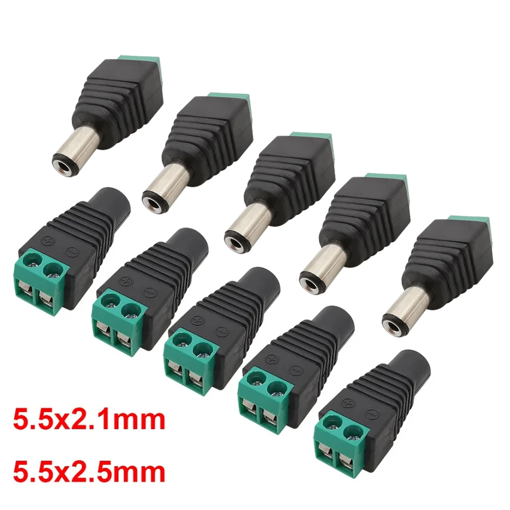 

5/10Pcs 5.5 x 2.1mm 5.5 x 2.5mm DC Power Male Female Plug Jack Connector Adapter For 3528 5050 LED Strip Light Camera
