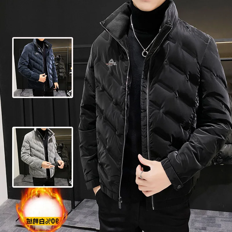 

Winter Men's Down Coats Stand Collar Solid Thicken Outdoor Wind-proof Casual Fashion Hot Sale Quality Loose Parka Male Jacket