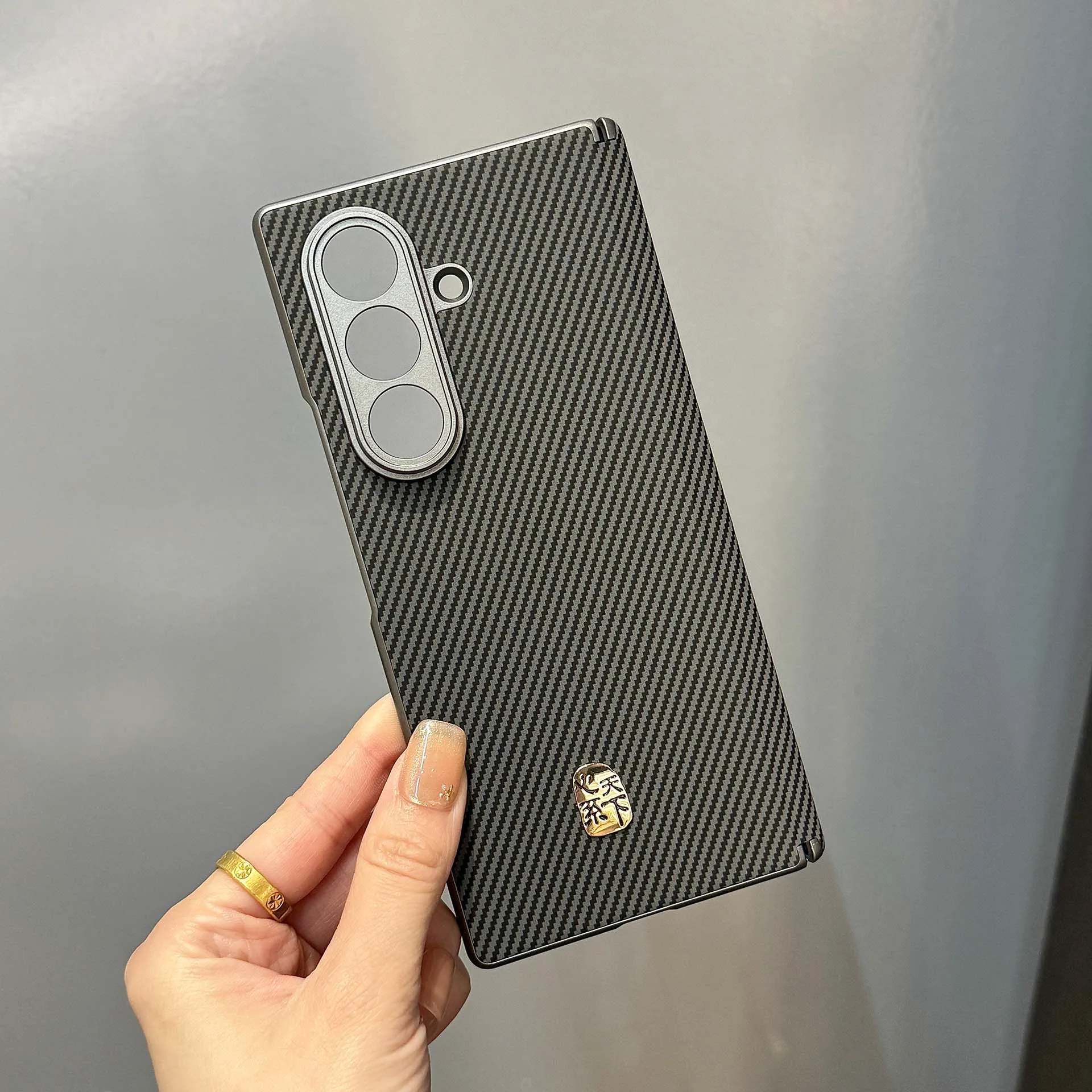 Luxury Carbon Fiber PU Leather Protective Back Cover Case