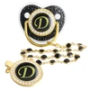 26 Letters Bling Black Baby Pacifier with Gem Bead Chain Gem Clip /Teether Toy 3