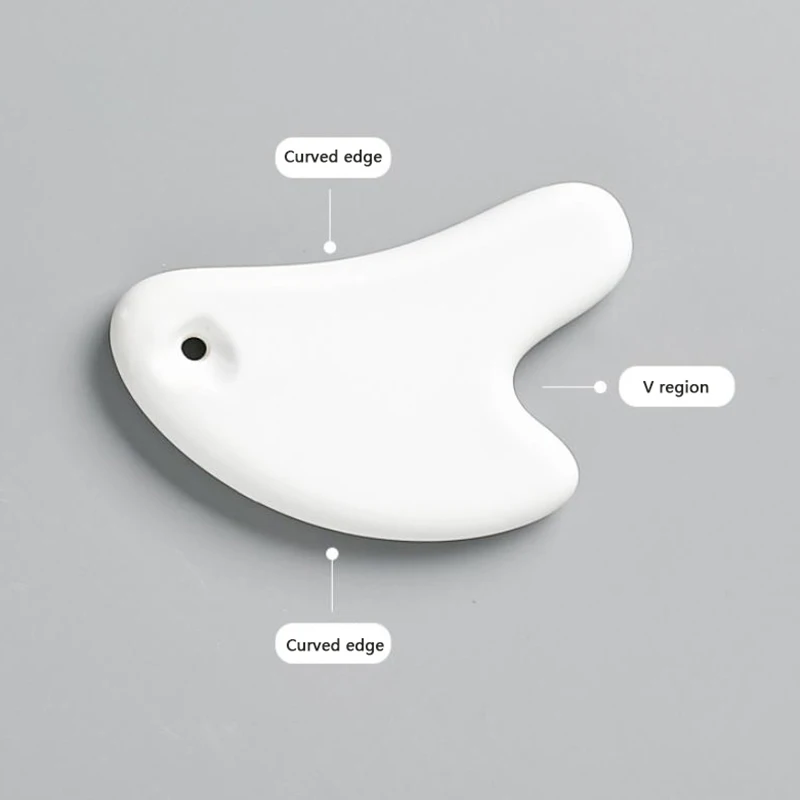 White Ceramic Scraping Board Facial Guasha Handheld Full Body Universal Type Acupoint Massager Lymphatic Drainage Massager