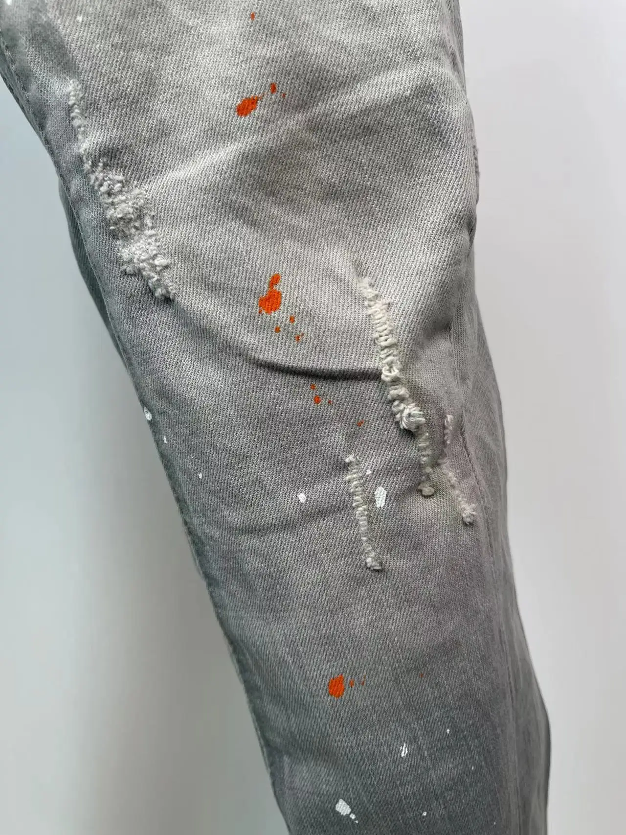 2024 Spring/Summer New D2 Jeans, Men's Washed and Worn Hole Patches, Painted Simple and Versatile, Small Feet