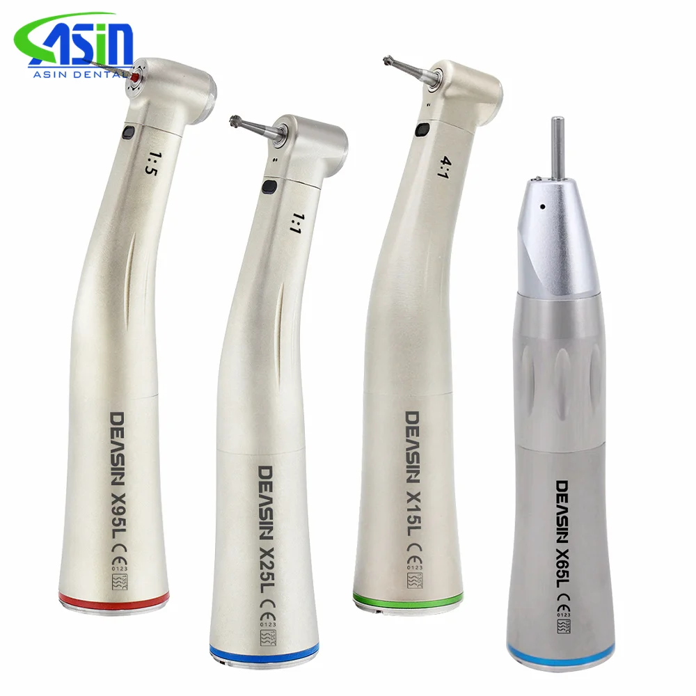 Hochwertiges Dental-Niedriggeschwindigkeits-Handstück 1:1 1:5 20:1 Glasfaser Gerade Winkelstücke X25L X95L Luftturbine
