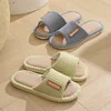 Linen slippers for men, quiet and breathable flooring for home use, cotton and linen slippers for women in summer 2