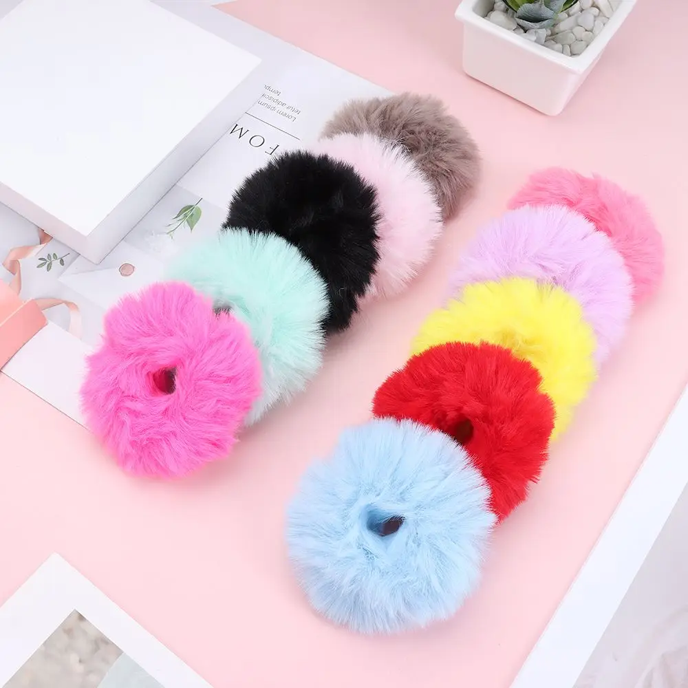 

1PCS New Cute Hair Accessories Fake Fur Hair Rope Scrunchies Women Girls Elastic Hair Rubber Bands Kids Ponytail Holder