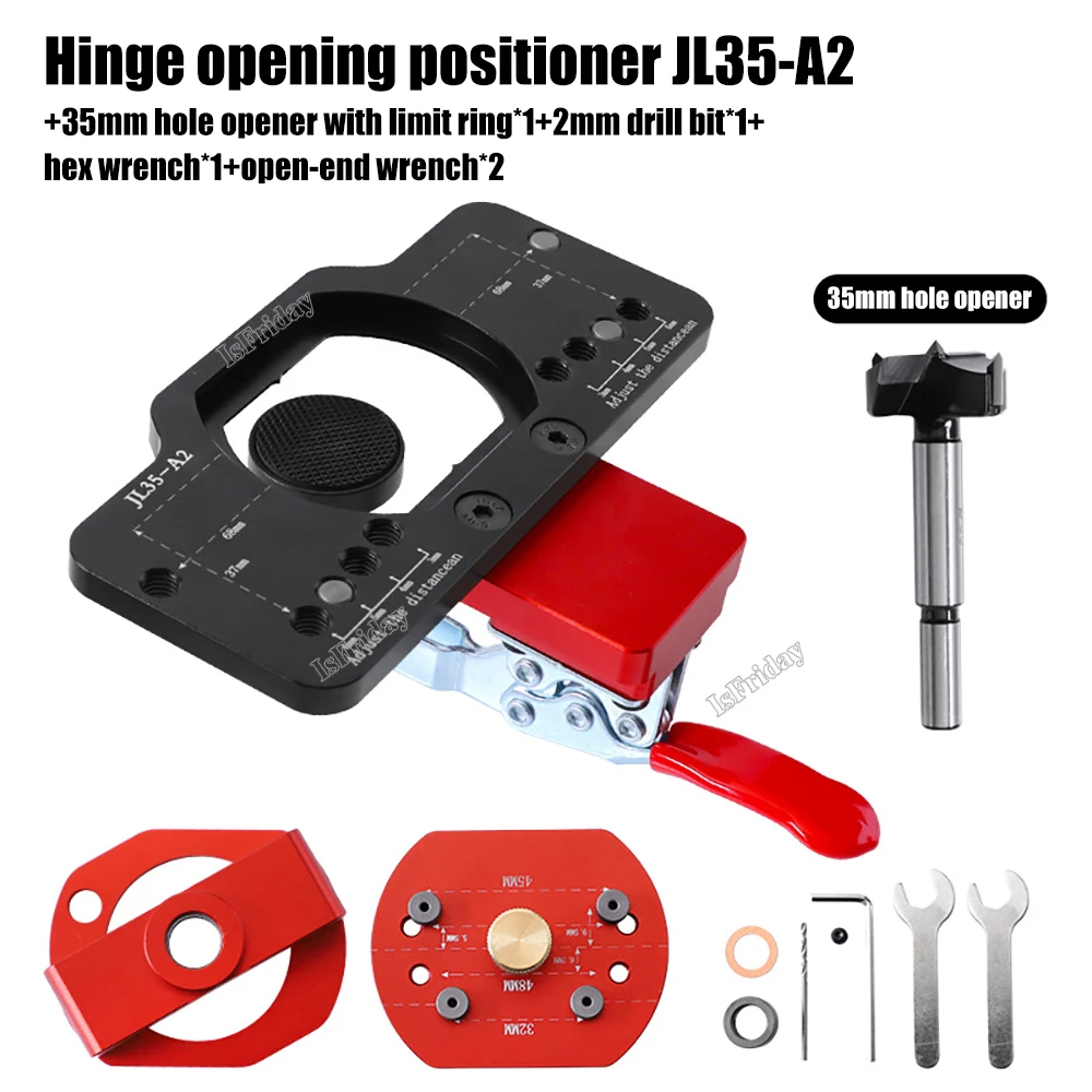 

35mm Hinge Jig Drilling Hole Puncher Aluminum Alloy Hole Opener Hinge Dowel Woodworking Dowel Cabinet Jig Drill Guide Locator